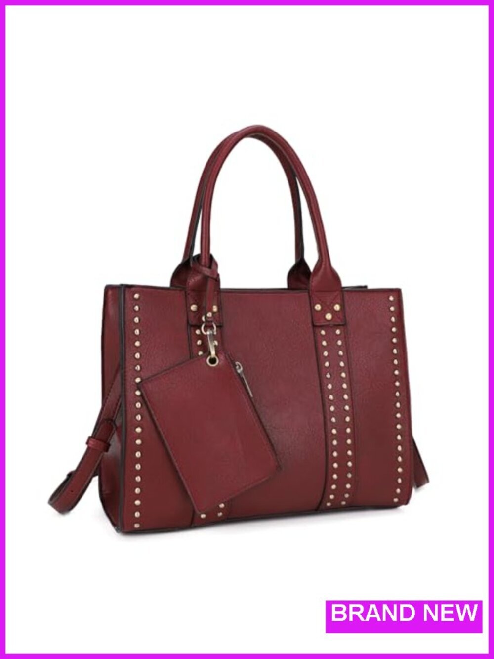 Satchel Top Handle Crossbody Bag with Adjustable Strap Card Pouch Faux Leather